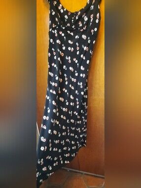 Gap Black Floral Slip Dress with Pink & White Blossoms